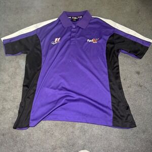 Chase Authentics NASCAR Denny Hamlin FedEx Racing Polo Shirt Purple Mens XL